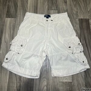 SIZE 33 MENS VINTAGE POLO RALPH LAUREN WHITE CARGO SHORTS